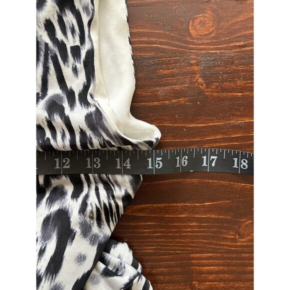 VTG 90s Cache Knee Length Dress S Animal Print Black White Classic Mob Wife - Picture 10 of 13